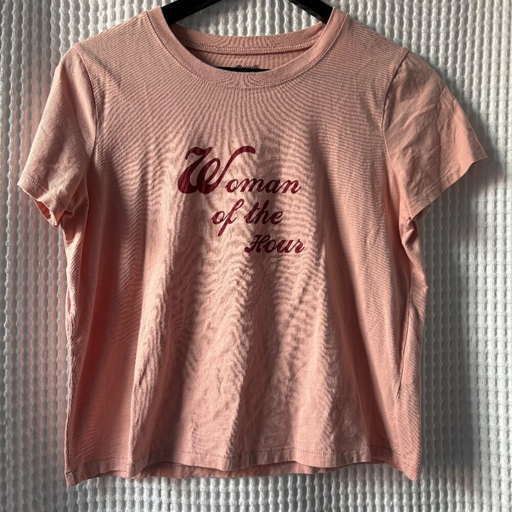 Madewell x Bliss and Mischief Woman of the Hour blush pink cropped tee medium
